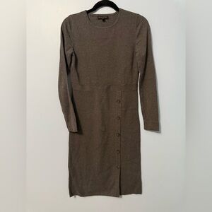 Banana Republic Elegant Brown Button-Detail Sweater Dress Size Small